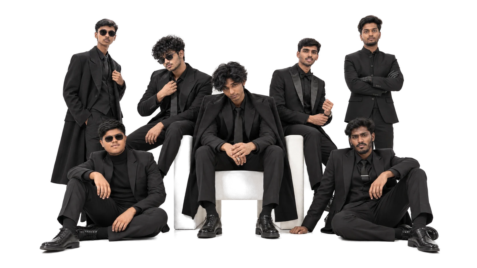 The Horvans team, seven people in black suits